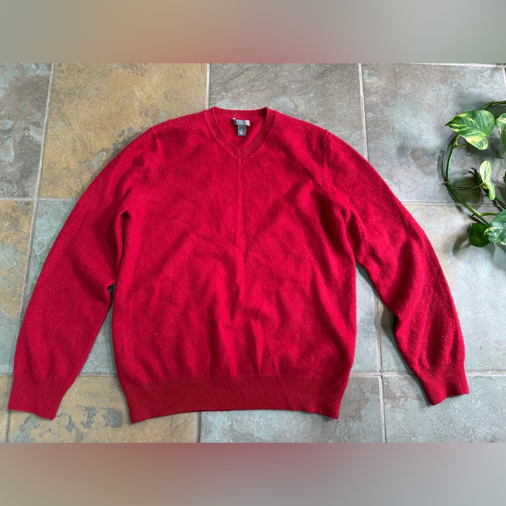 Apt 9 100% Thick Cashmere Red V-neck Sweater Men's Size L